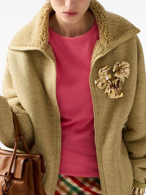 Miu Miu zip-up shearling jacket - Neutrals
