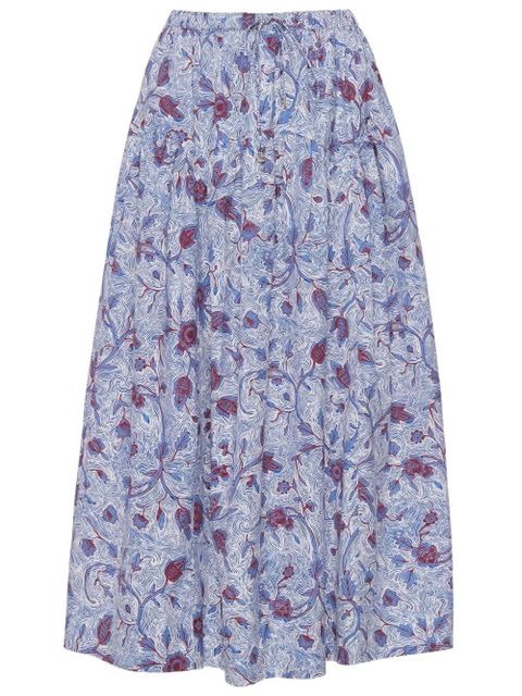 Ulla Johnson Rosen Midi floral-print drawstring skirt - White - zdjęcie produktu nr 2