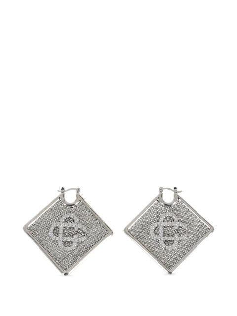 Casablanca mesh-texture crystal-logo earrings - Silver - zdjęcie produktu nr 1