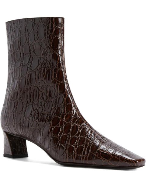 Giuseppe Zanotti crocodile-effect square-toe boots - Brown - zdjęcie produktu nr 1