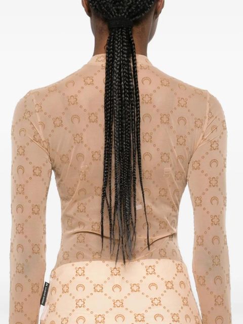 Marine Serre Moon-pattern mesh top - Neutrals