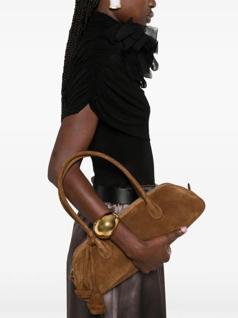 Magda Butrym Brigitte trapeze suede tote bag - Brown