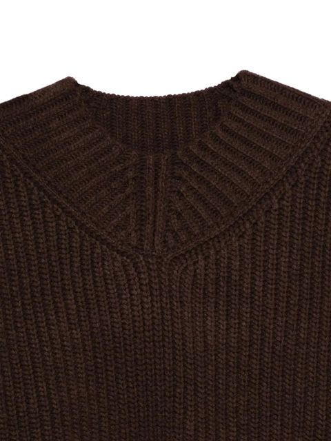 STAUD ribbed V-neck sweater - Brown
