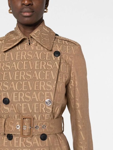 Versace Versace Allover-jacquard trench coat - Brown