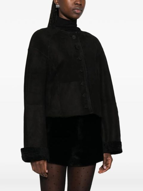 Nour Hammour Willow buttoned leather jacket - Black