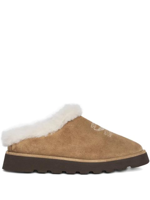 Zadig&Voltaire embroidered fur-trimmed mules - Brown - zdjęcie produktu nr 1