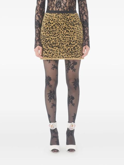 Valentino Garavani leopard-print lurex miniskirt - Yellow - zdjęcie produktu nr 2