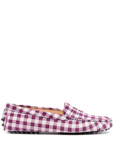 Tod's gingham-print loafers - Purple - zdjęcie produktu nr 1