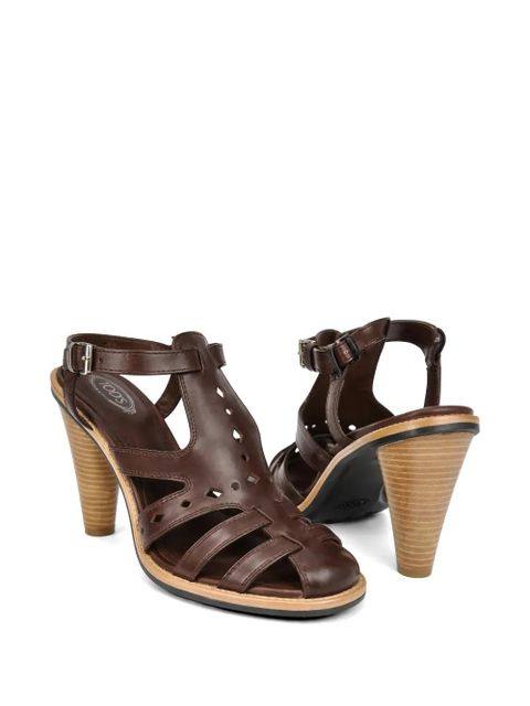 Tod's 100m leather heeled sandals - Brown - zdjęcie produktu nr 1