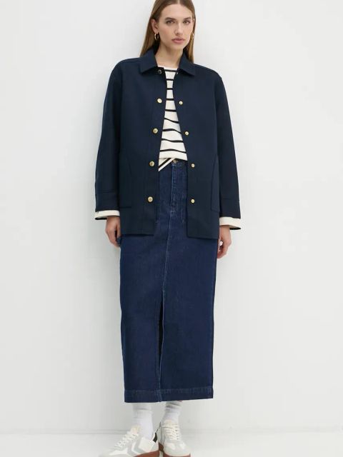 Barbour spódnica jeansowa kolor granatowy maxi prosta LSK0104