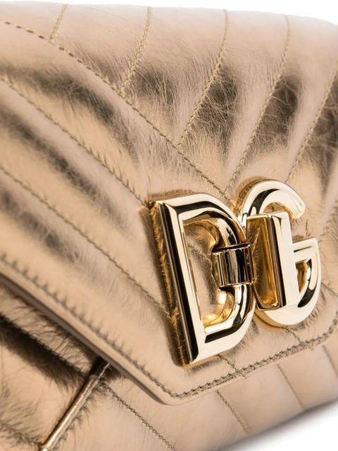 Dolce & Gabbana logo-plaque quilted leather shoulder bag - Gold