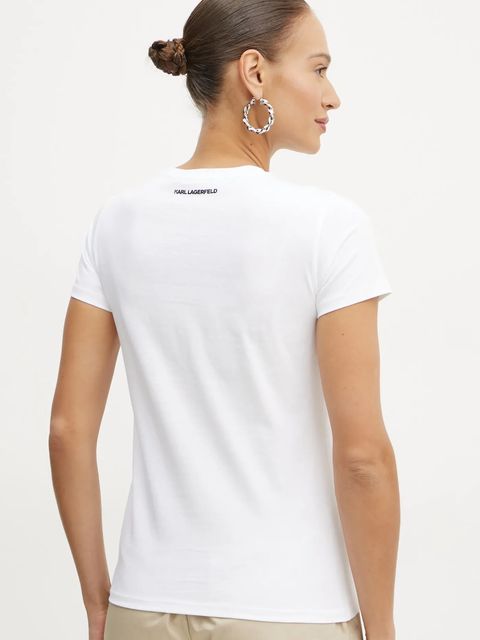 Karl Lagerfeld t-shirt bawełniany ESSENTIAL damski kolor biały A1W17019