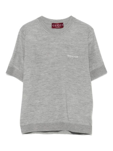 Gucci logo-embroidered short-sleeve T-shirt - Grey - zdjęcie produktu nr 1