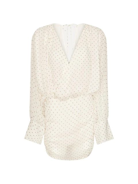 ROTATE BIRGER CHRISTENSEN chiffon V-neck mini dress - Neutrals - zdjęcie produktu nr 1