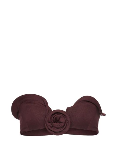 Magda Butrym flower-appliqué bandeau bikini top - Red - zdjęcie produktu nr 1