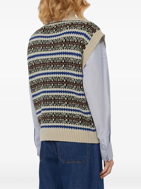 Weekend Max Mara Fleres V-neck patterned vest - Neutrals