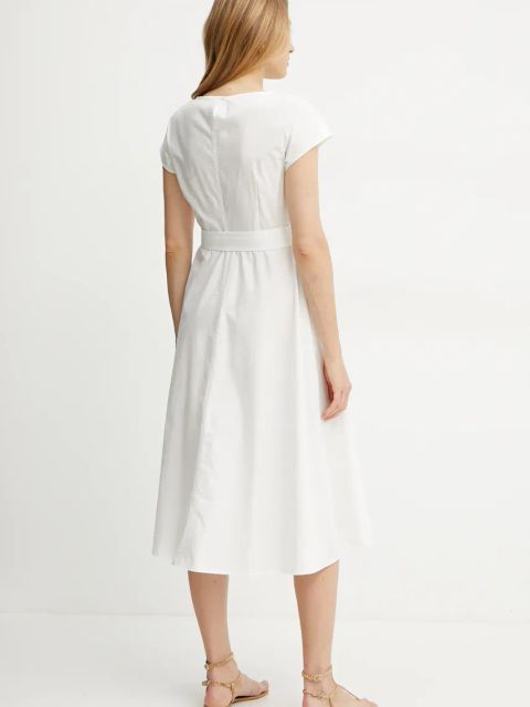 Weekend Max Mara sukienka bawełniana kolor biały mini rozkloszowana 2515221142600