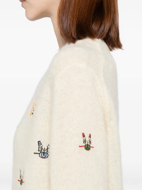 LOEWE animal-embroidered jumper - Neutrals