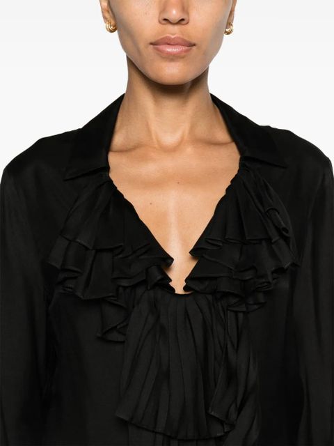TOM FORD plissé ruffle-collar blouse - Black