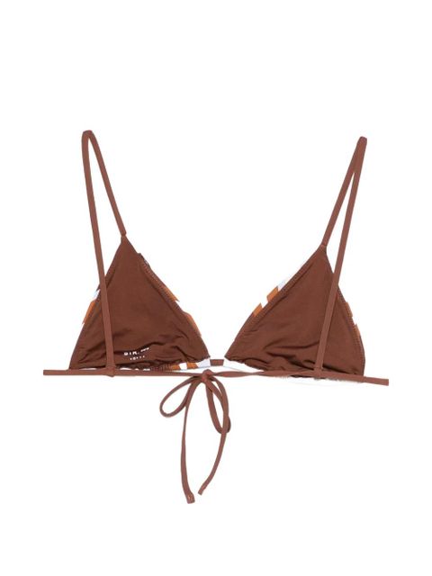SIR. Marais striped-pattern bikini top - Brown