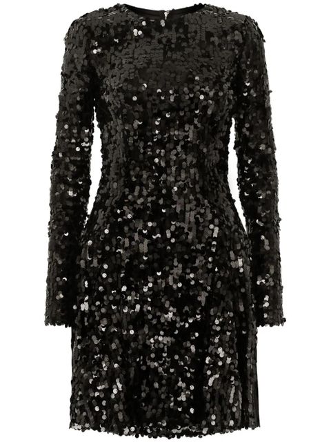 Dolce & Gabbana sequin-embellished long-sleeve minidress - Black - zdjęcie produktu nr 1
