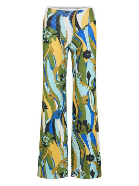Christopher Esber floral-print ribbed trousers - Green - zdjęcie produktu nr 1
