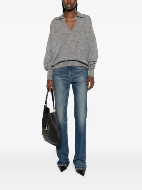 TOM FORD V-neck collared sweater - Grey - zdjęcie produktu nr 2