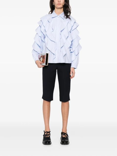 SANDRO ruffled cotton shirt - Blue - zdjęcie produktu nr 2