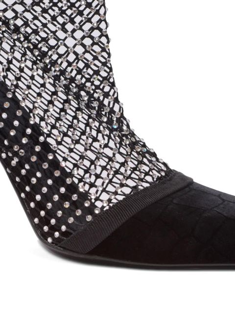 Balmain rhinestone-embellished mesh booties - Black