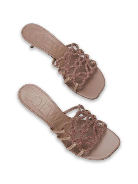 LOEWE Petal anagram strass sandals - Neutrals