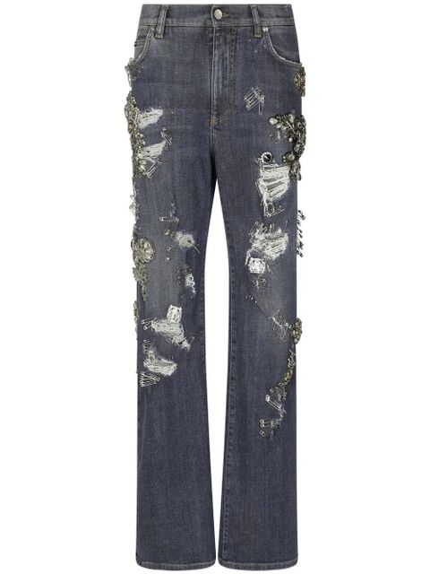 Dolce & Gabbana distressed straight-leg jeans - Grey - zdjęcie produktu nr 1