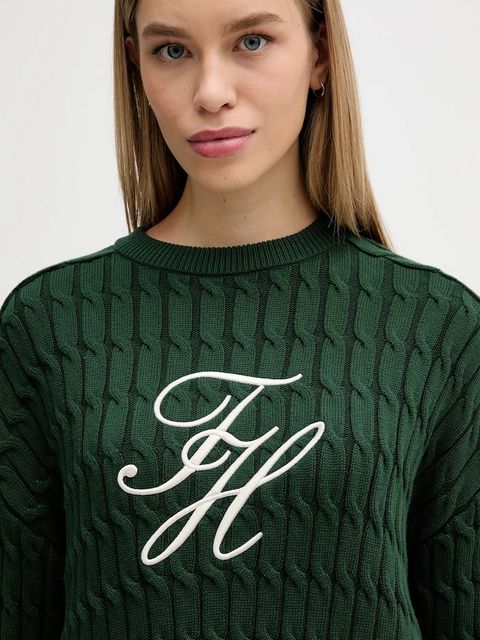 Tommy Hilfiger sweter bawełniany damski kolor zielony WW0WW47633