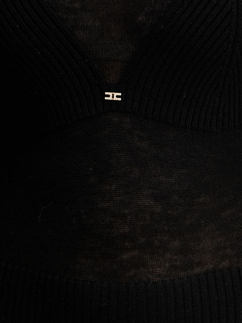 Elisabetta Franchi sukienka z dodatkiem wełny kolor czarny midi rozkloszowana AM30S57E2