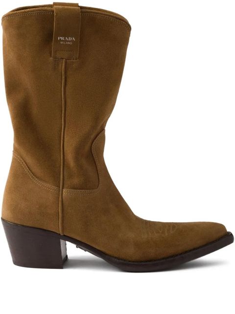 Prada suede Western ankle boots - Brown - zdjęcie produktu nr 1