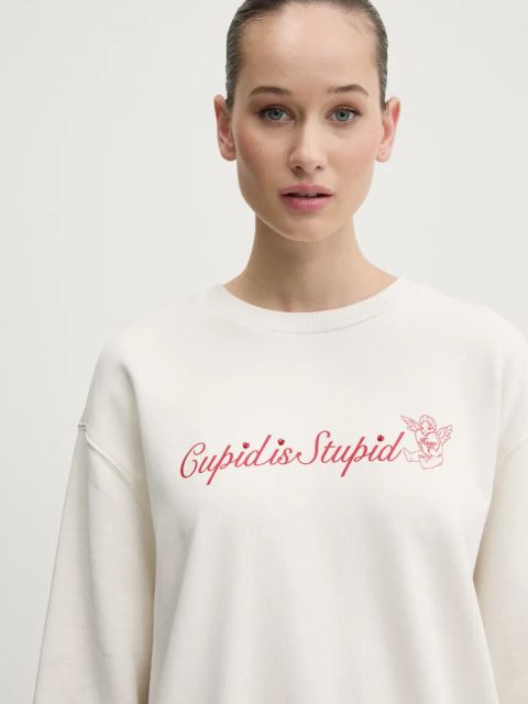 HUGO Blue bluza bawełniana damska kolor beżowy z nadrukiem 50533960