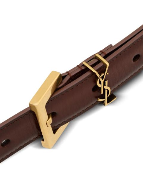 Saint Laurent Cassandre logo buckle belt - Brown