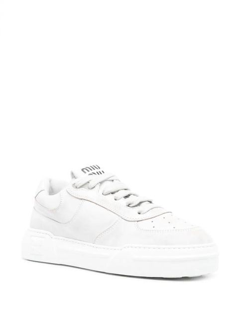 Miu Miu bleached leather sneakers - White