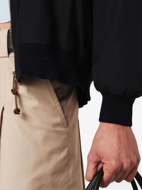 Miu Miu logo-patches bomber jacket - Blue