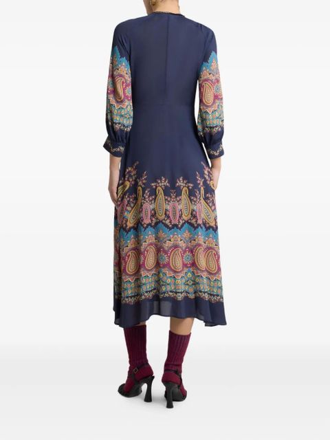 ETRO paisley-print button-front midi dress - Blue