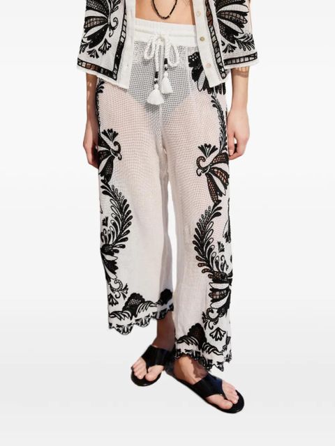 FARM Rio drawstring floral trousers - White - zdjęcie produktu nr 1