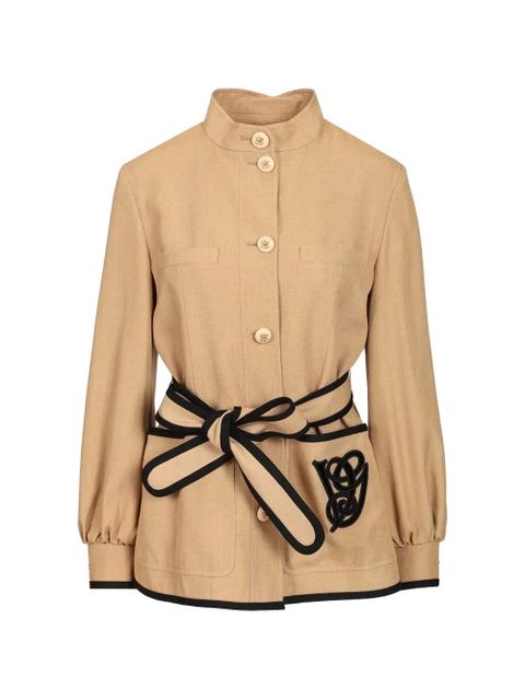 Valentino Garavani belted embroidered jacket - Neutrals - zdjęcie produktu nr 1