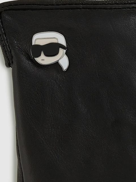 Karl Lagerfeld rękawiczki skórzane IKON damskie kolor czarny A4W33112 - zdjęcie produktu nr 2