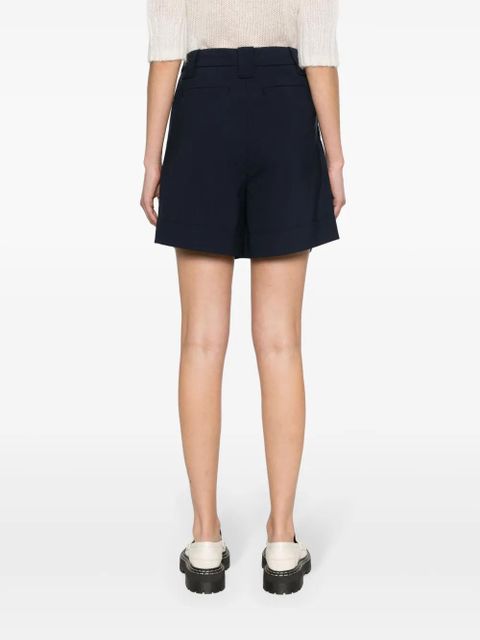 GANNI high-rise pleated shorts - Blue