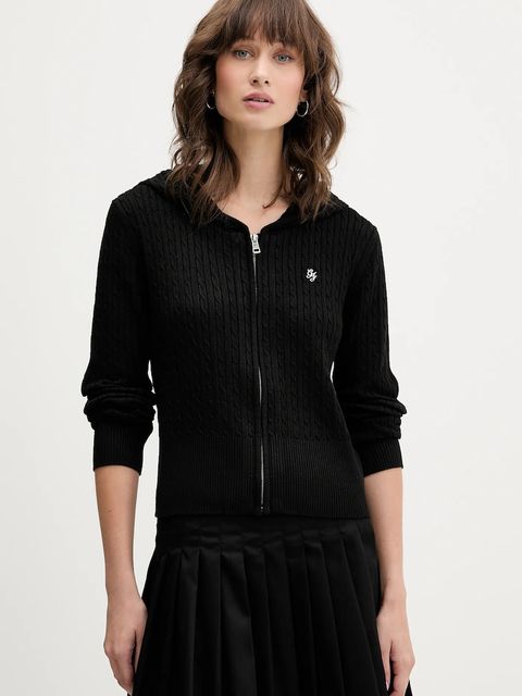 Guess Jeans kardigan z domieszką jedwabiu damska kolor czarny lekki W5BR04 Z3HO2 - zdjęcie produktu nr 1