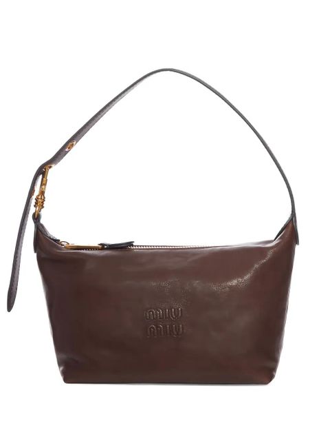 Miu Miu logo-embossed leather shoulder bag - Brown - zdjęcie produktu nr 1