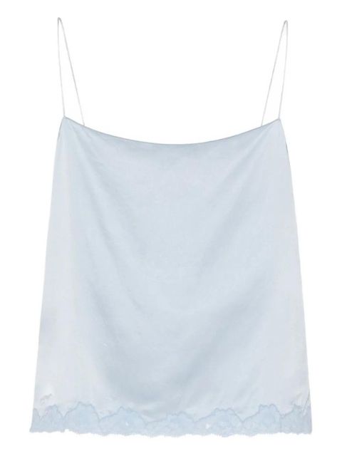 The Row Kilari lace-trimmed silk top - Blue