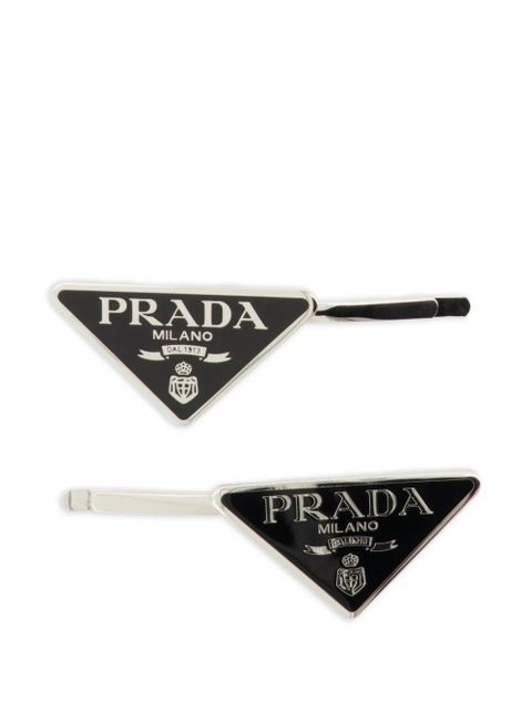 Prada triangle-logo hair clip - Black - zdjęcie produktu nr 1