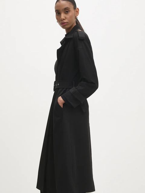 Answear Lab płaszcz damski kolor czarny przejściowy oversize