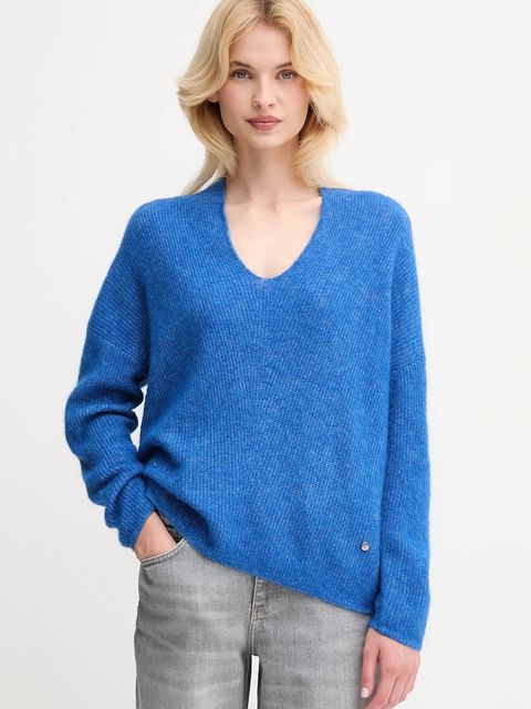 Mos Mosh sweter wełniany damski kolor niebieski - zdjęcie produktu nr 1