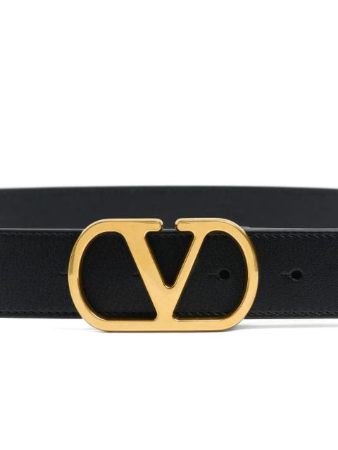 Valentino Garavani logo-buckle leather belt - Black